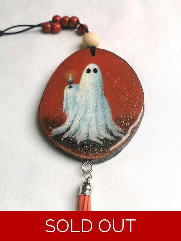 Ghost Car Charm, Acrylic On Wood